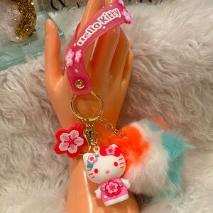 Hello Kitty Pink Keychain/Purse Charm with Pom/NWOT